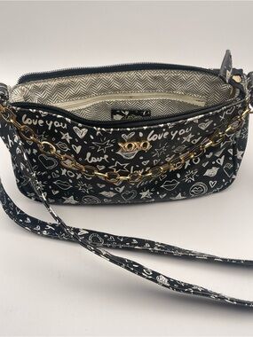 XOXO Y2K Black & White Convertible Cross Body/Shoulder Bag w/Chain Accent Purse